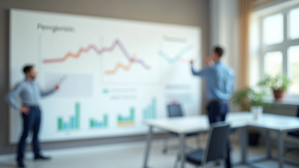 Moderní kancelářský prostor se statistikami na nástěnce, profesionální prostředí, přirozené osvětlení, ostrý fokus