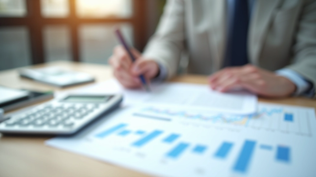 Tabulka s čísly a kalkulačkou na pracovním stole, finanční plánování